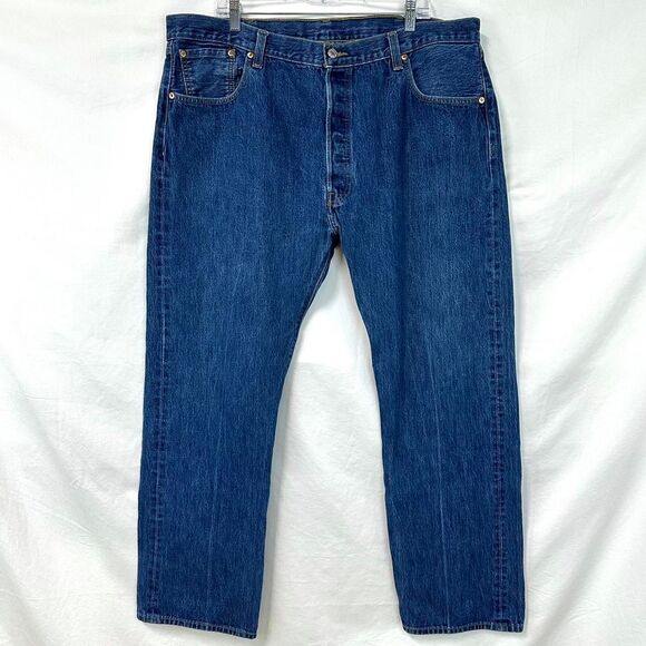 LEVI's 501 XX Blue Denim Classic Straight Leg Button Fly Jeans Mens 42x32 Retro - Picture 1 of 7